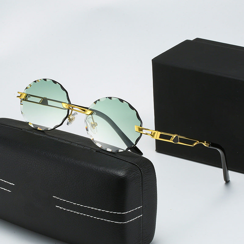 Ladies round sunglasses with unique wave design and high-quality metal frame Kalsten
