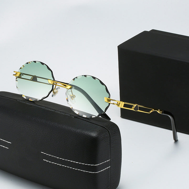 Ladies round sunglasses with unique wave design and high-quality metal frame Kalsten