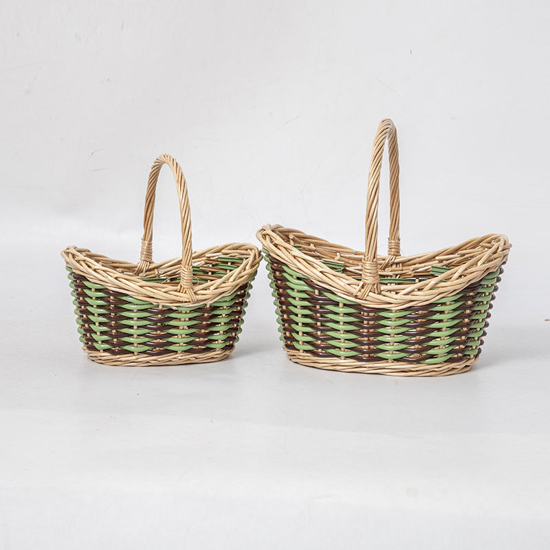 Basket with ergonomic carrying handle