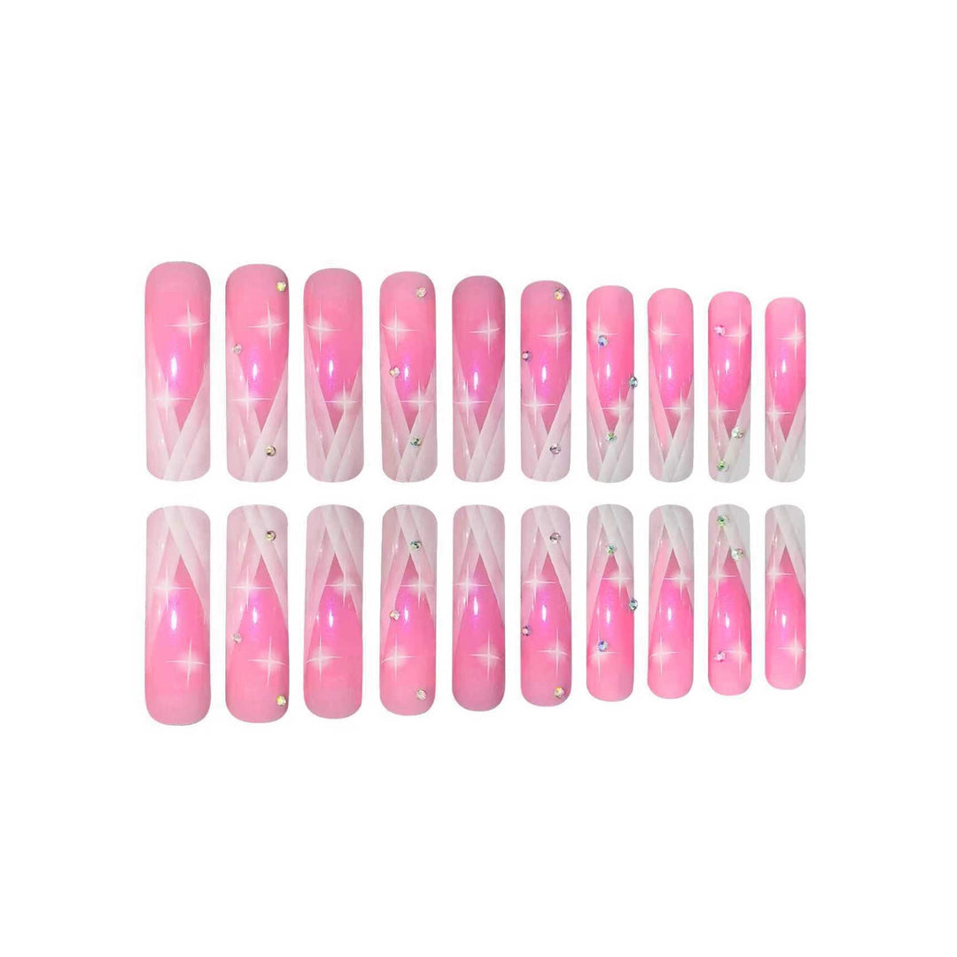 Long Acrylic Nail Extensions with Glitter Accents Kalsten