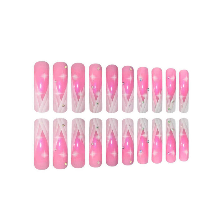 Long Acrylic Nail Extensions with Glitter Accents Kalsten