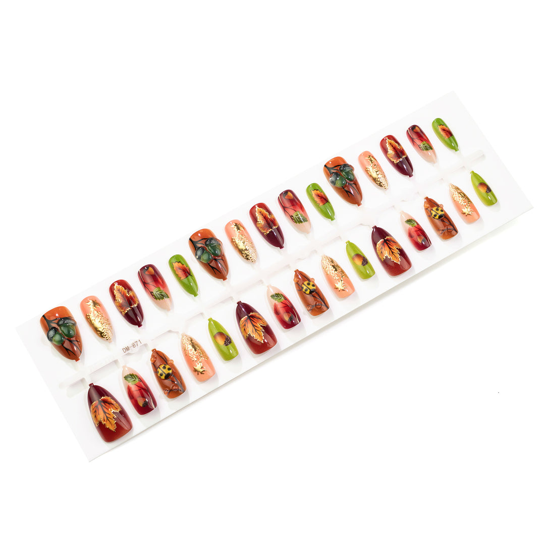 Artistic Autumn Leaf Press-On Nail Art Set