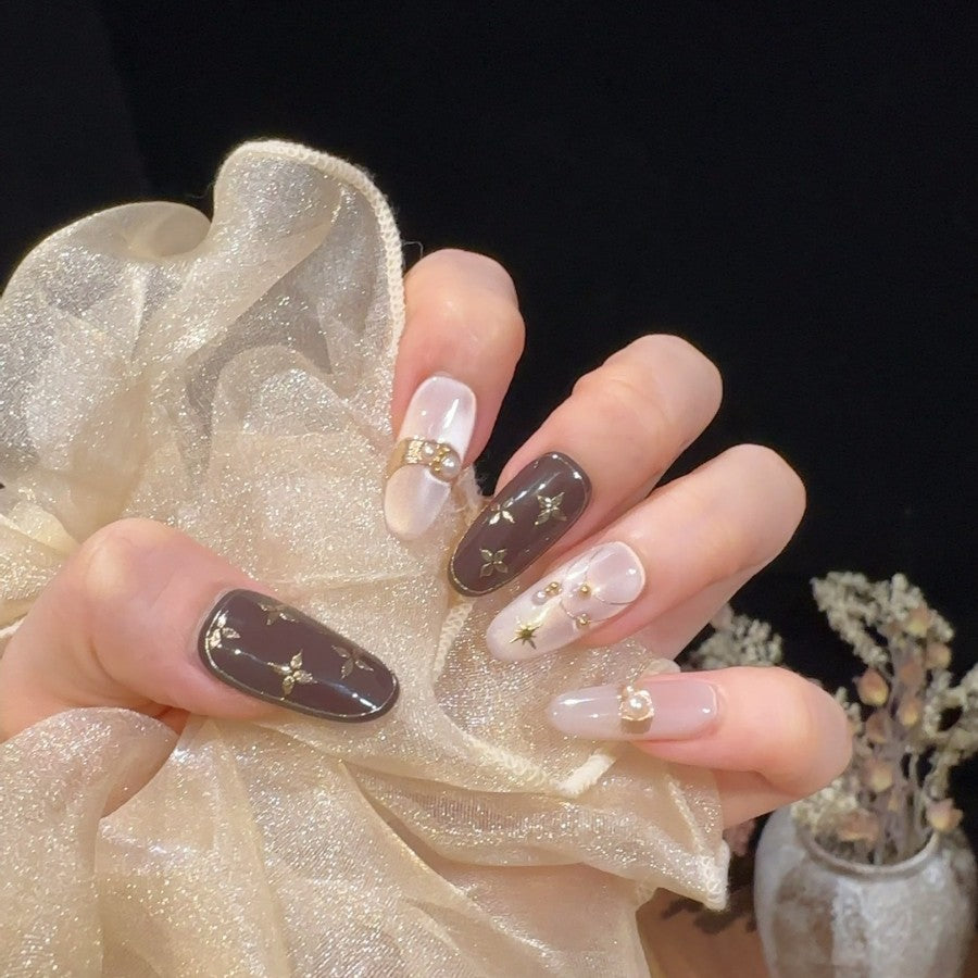 Decorative Press-On Nail Set with Star Accents Kalsten