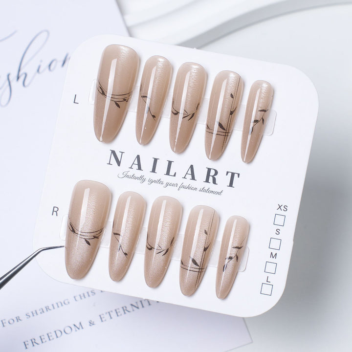 Artistic Stiletto Press-On Nail Set with Floral Embellishments Kalsten