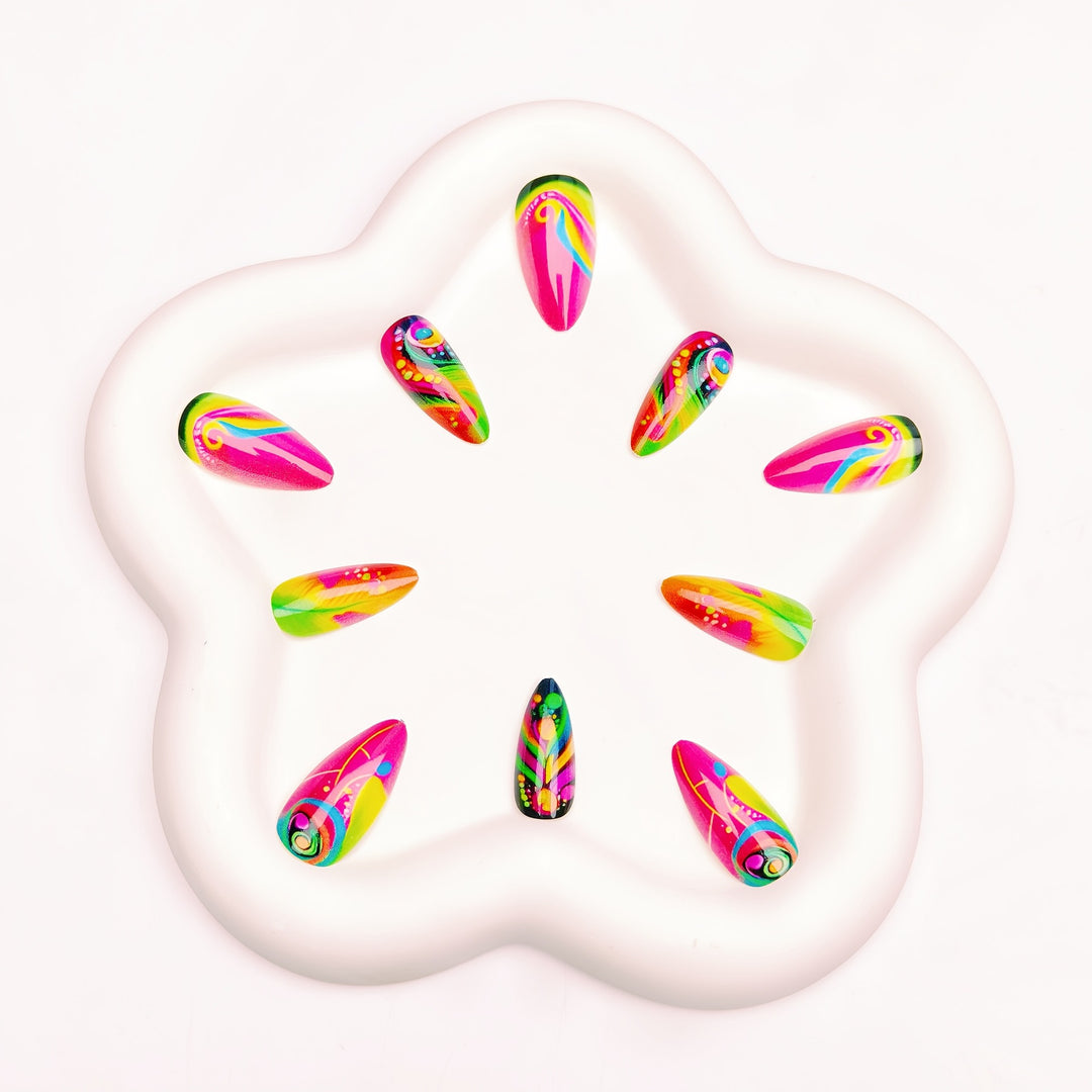 Creative artificial nails with neon pattern Kalsten