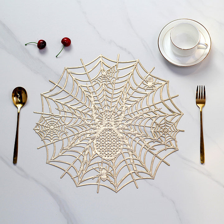 Filigree Halloween Table Decoration Spider Web Placemat made of flexible plastic