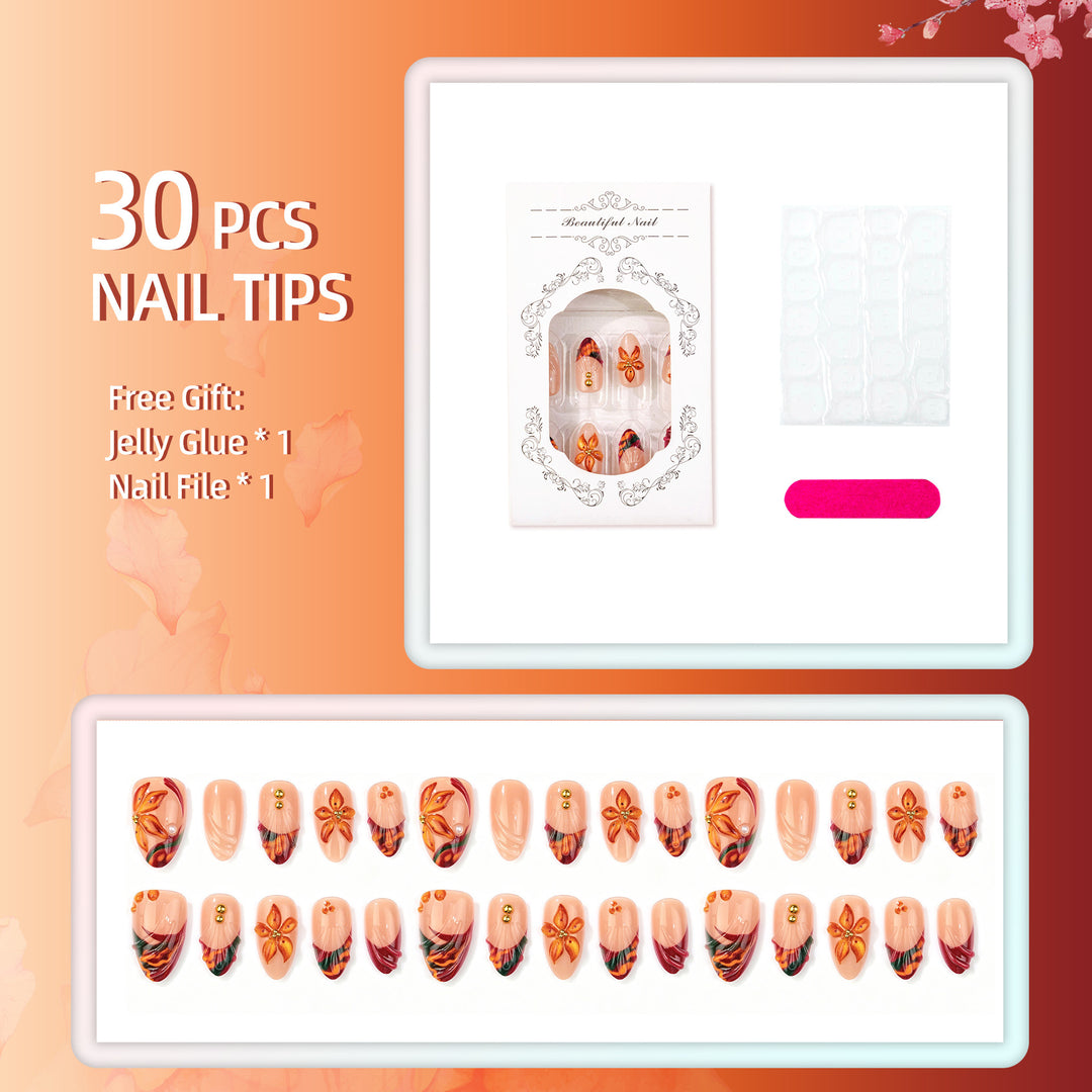 3D Floral Press-On Nail Art Set