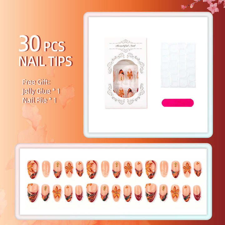 3D Floral Press-On Nail Art Set