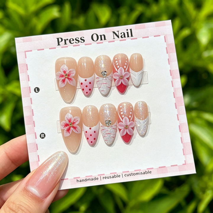 Artistic Floral Press-On Nail Set  1791773803