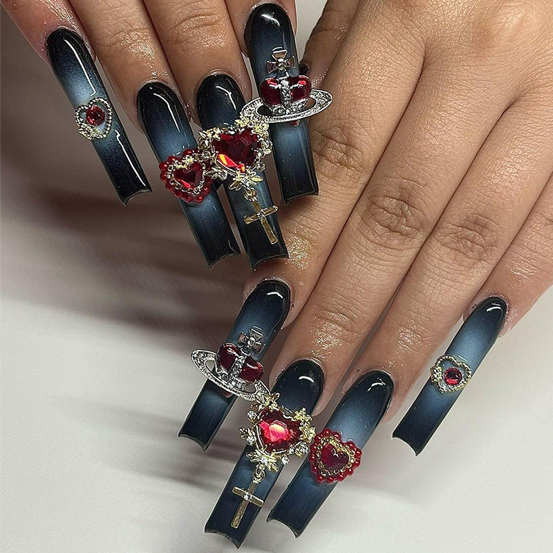 Decorative Nail Art Set with Heart and Gem Accents kalsten