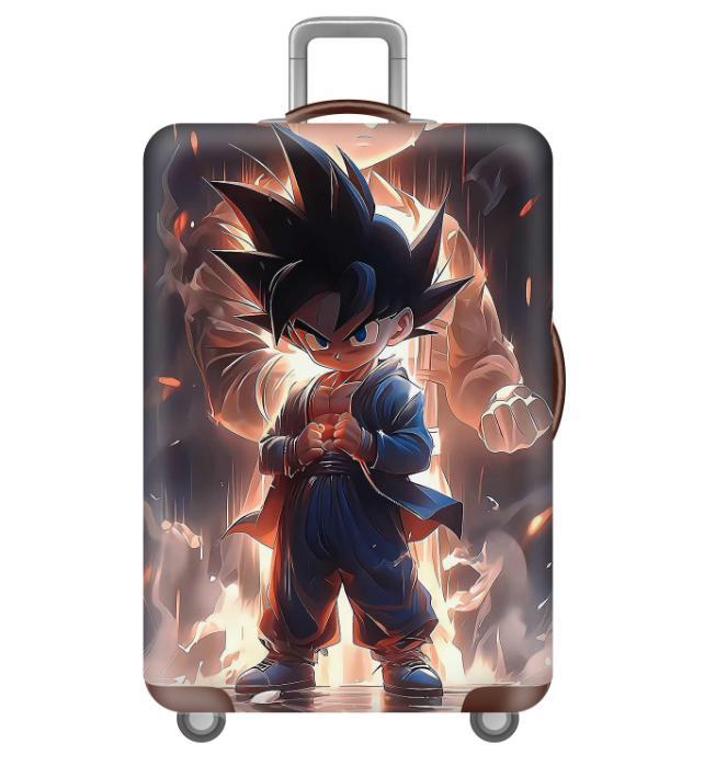 Unisex nan elastic motif suitcase cover made of stretchable polyester with handle and wheel openings Kalsten