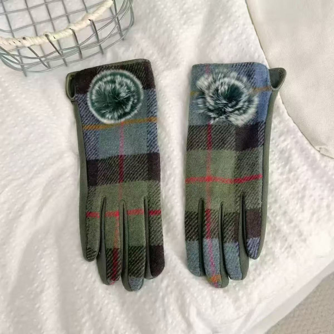 Winter Plaid Pattern Touchscreen Gloves Kalsten