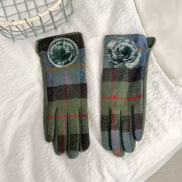 Winter Plaid Pattern Touchscreen Gloves Kalsten