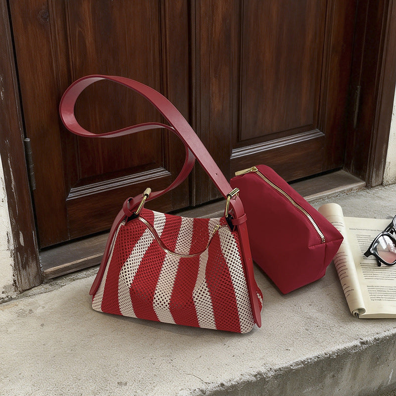 Textured Stripe Shoulder Bag