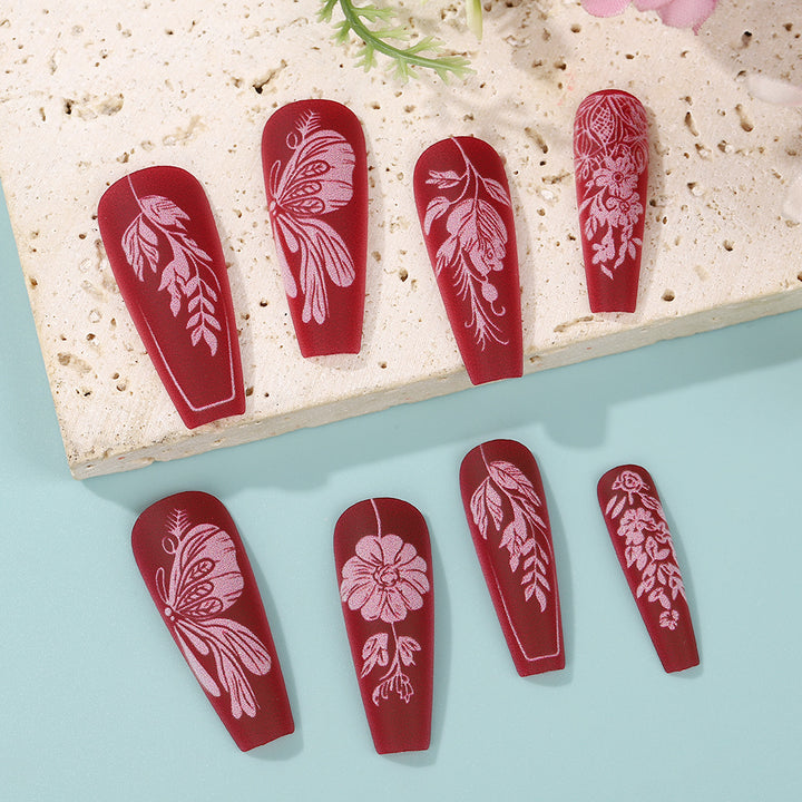 Artificial Nail Set with Floral Designs Kalsten