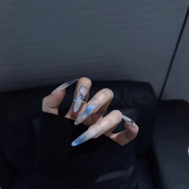 Stunning Crystal-Embellished Stiletto Nail Tips