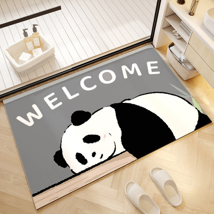 Playful Panda-Themed Welcome Mat Kalsten