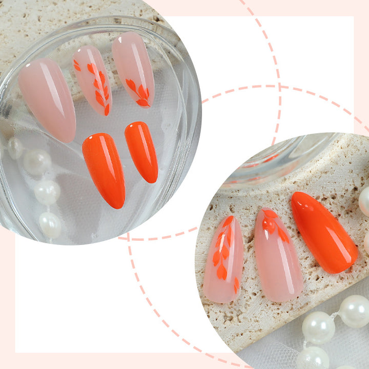 Artistic Press-On Nail Set with Seasonal Floral Designs kalsten