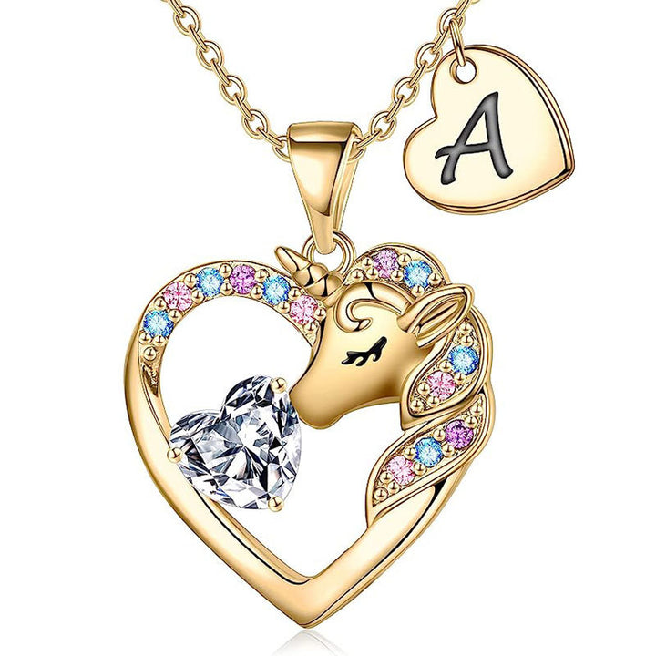 Unicorn-Themed Heart Pendant Necklace Kalsten