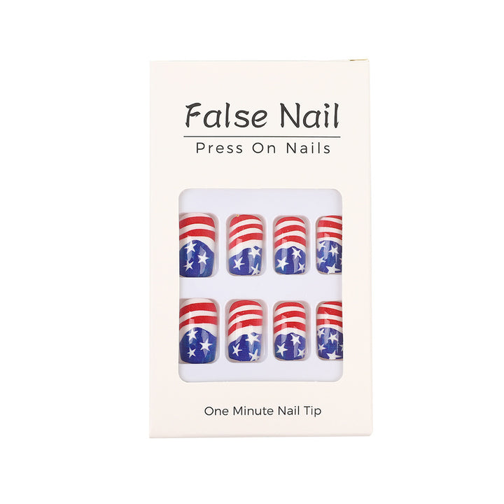 Artificial nails in patriotic Stars and Stripes design Kalsten
