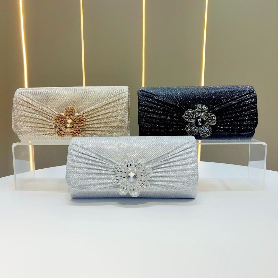 Decorative Rhinestone Flower Evening Clutch
