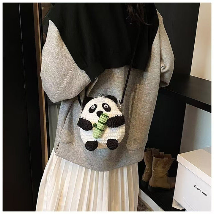 Cute Crochet Panda-Themed Crossbody