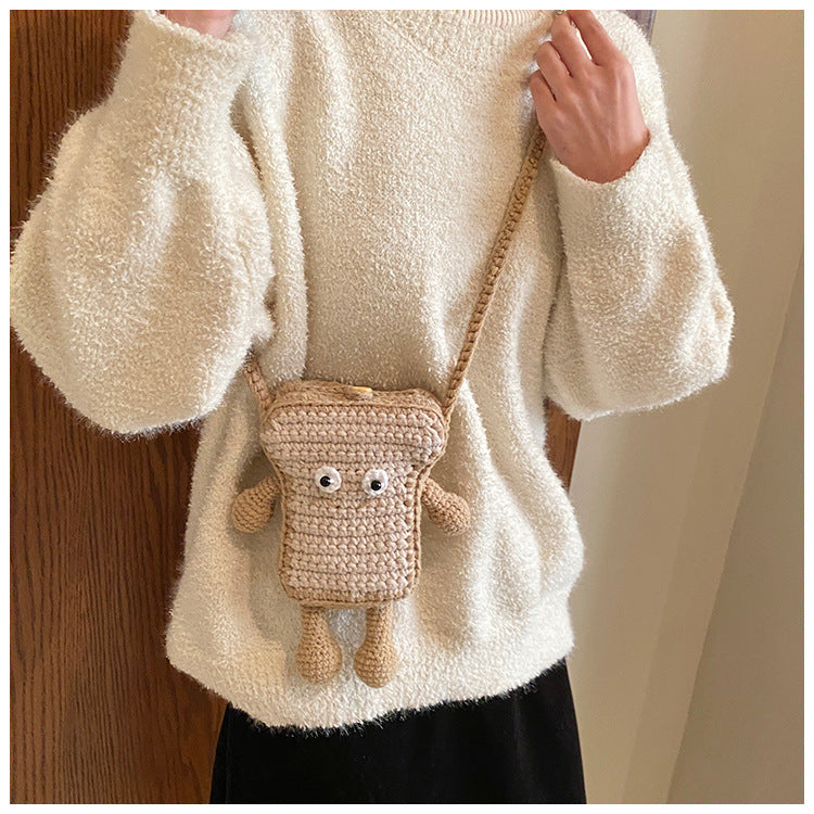 Cute Crochet Toast-Themed Mini Backpack