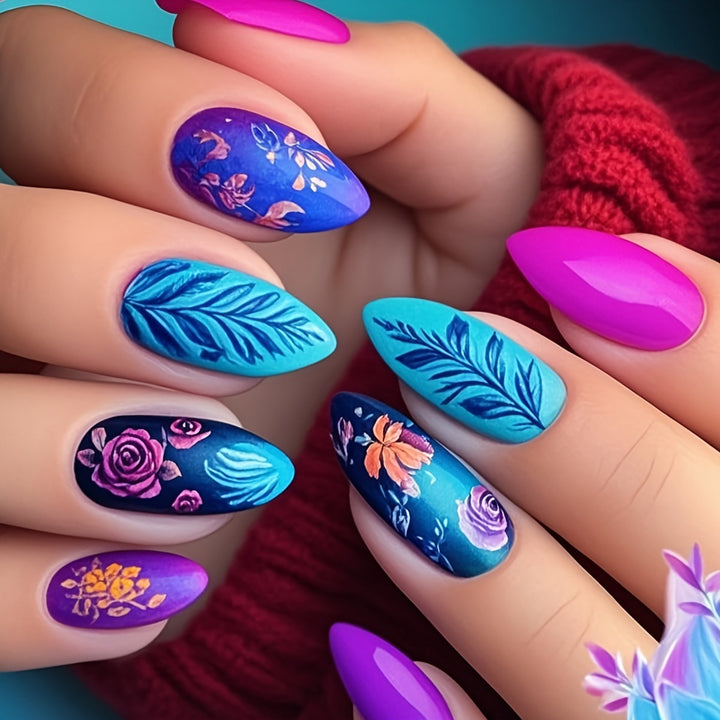 Artistic Floral Stiletto Nail Art Kalsten