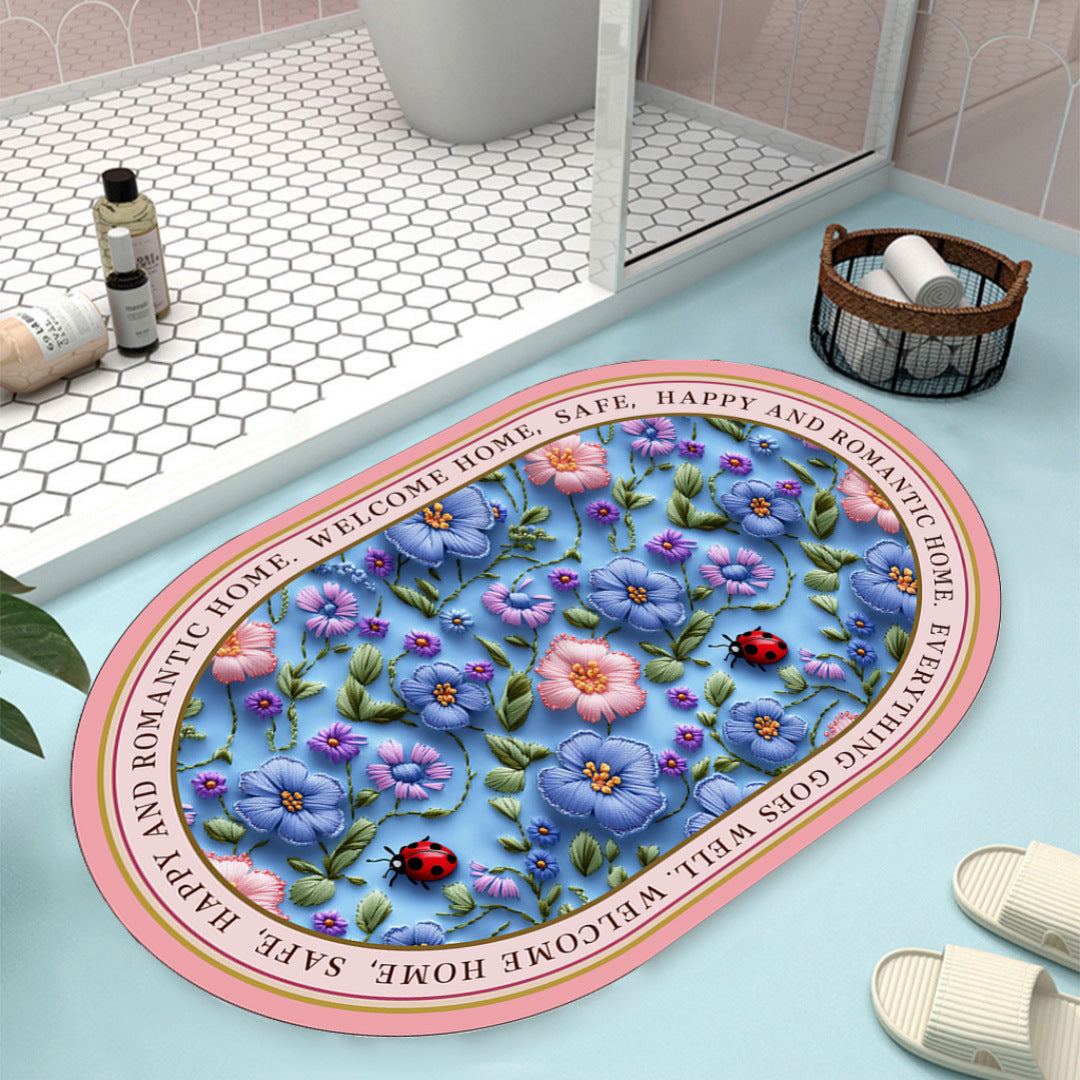 Floral Design Bath Mat Kalsten