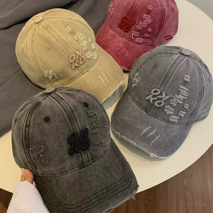 Women's Distressed Graphic Embroidered Baseball Cap Kalsten