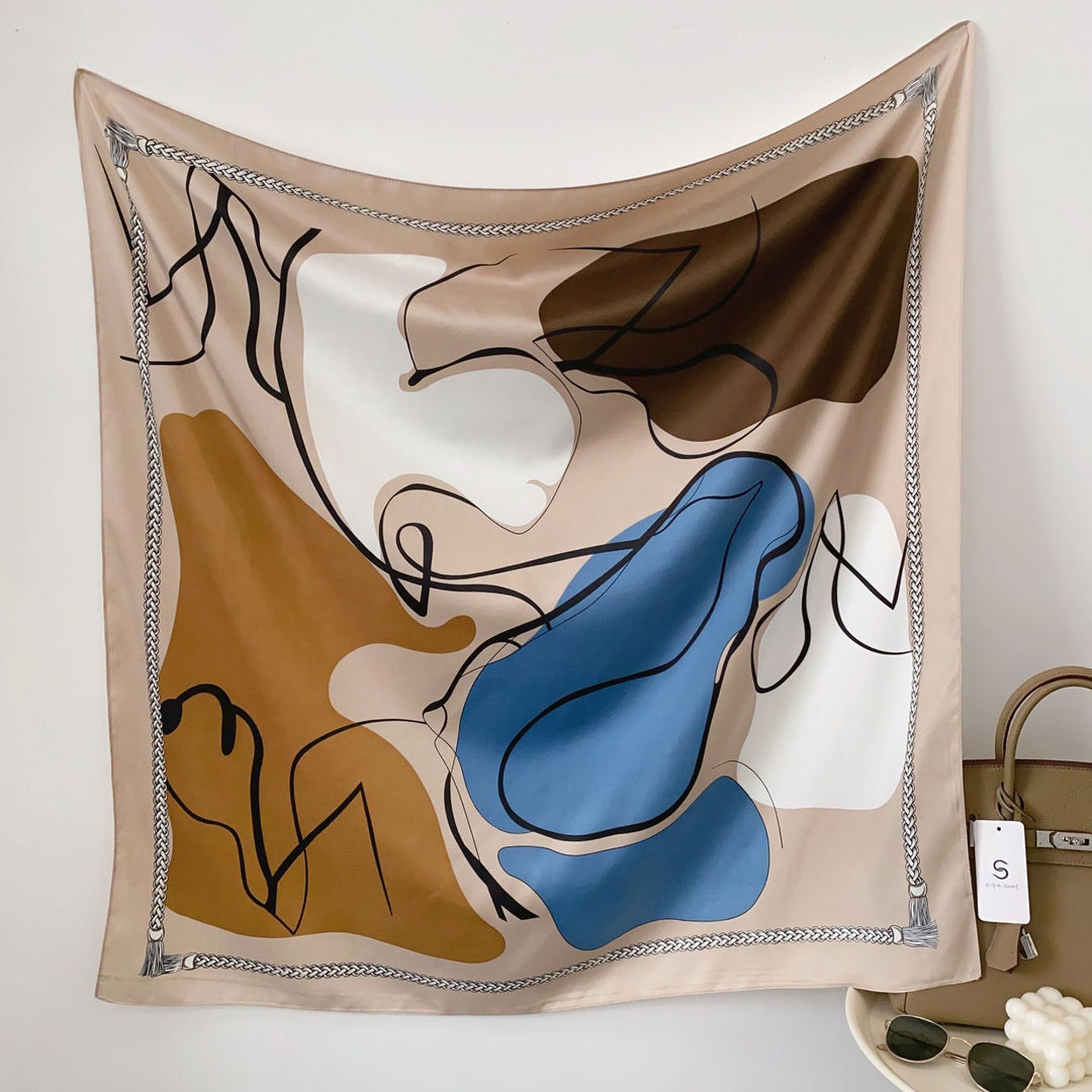 Women's silk scarf in elegant botanical design Kalsten