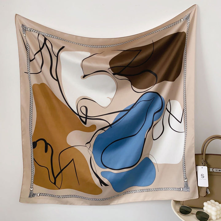 Women's silk scarf in elegant botanical design Kalsten