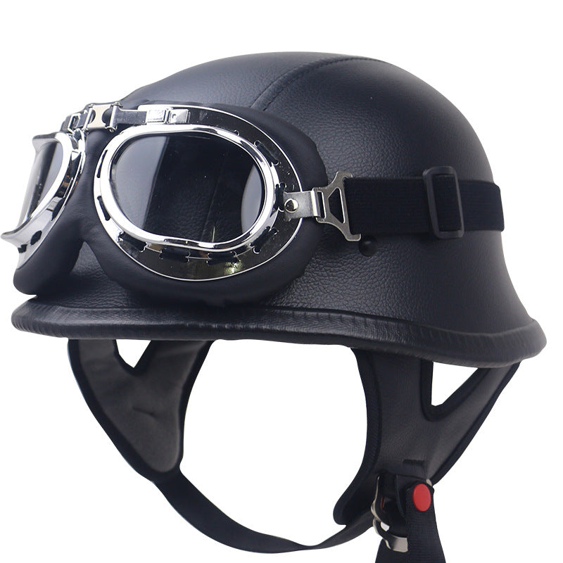 Vintage Carbon Fiber Motorcycle Helmet with Goggles Kalsten