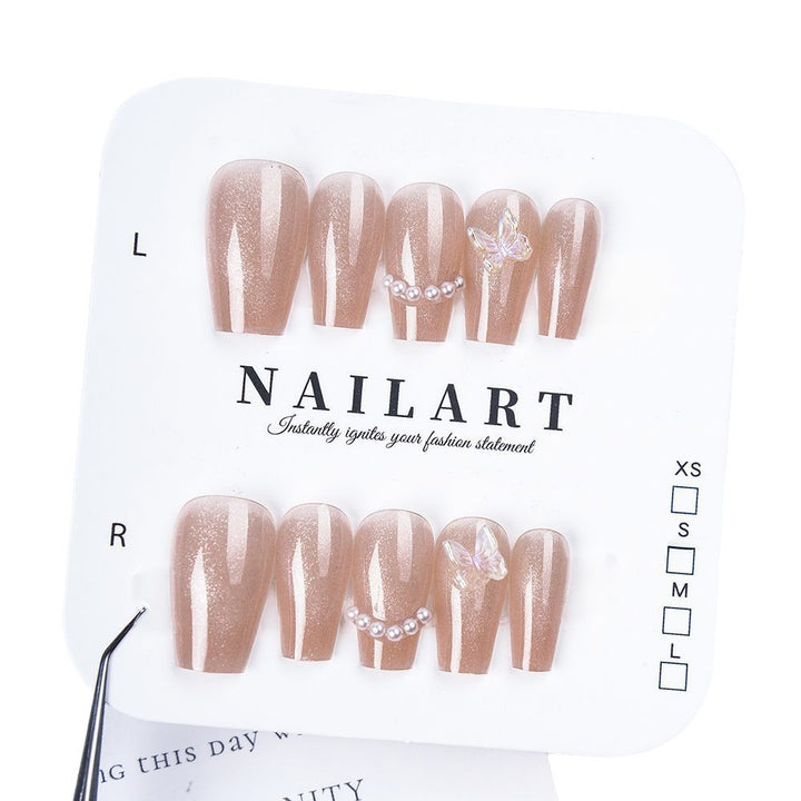 Elegant Stiletto Press-On Nails with Decorative Floral Accents Kalsten