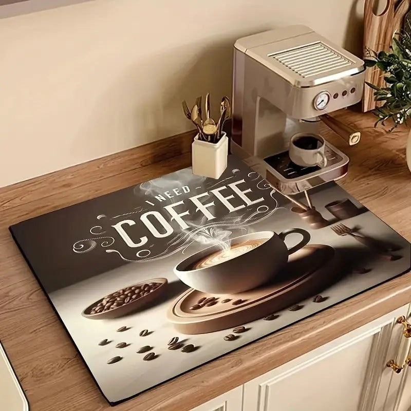 Coffee-Themed Kitchen Mat