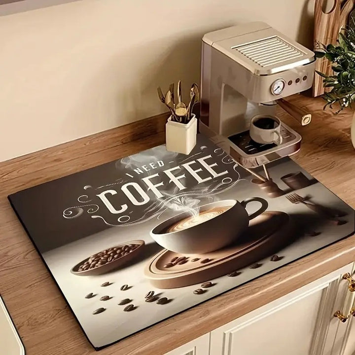 Coffee-Themed Kitchen Mat