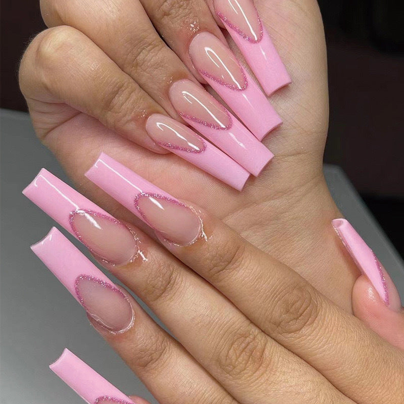 Pearl Accent Long Stiletto Nail Extensions