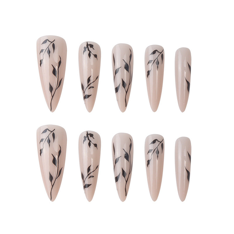 Artistic Stiletto Press-On Nail Set with Floral Design Kalsten