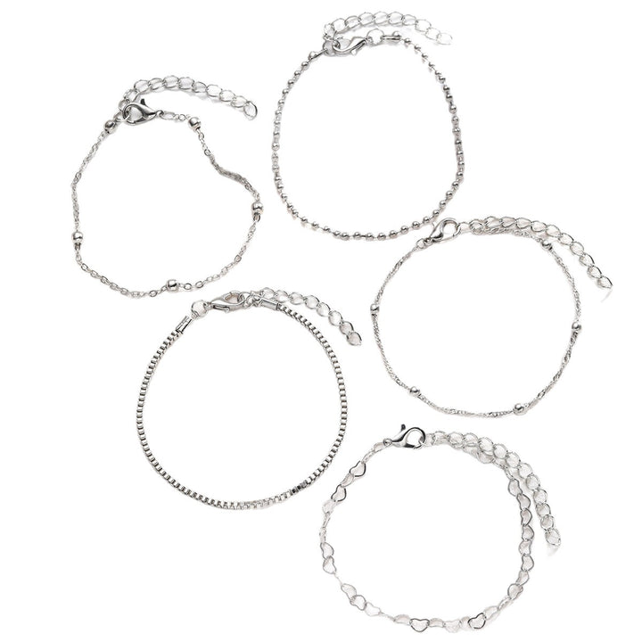 Silver Heart Charm Bracelet Set Kalsten