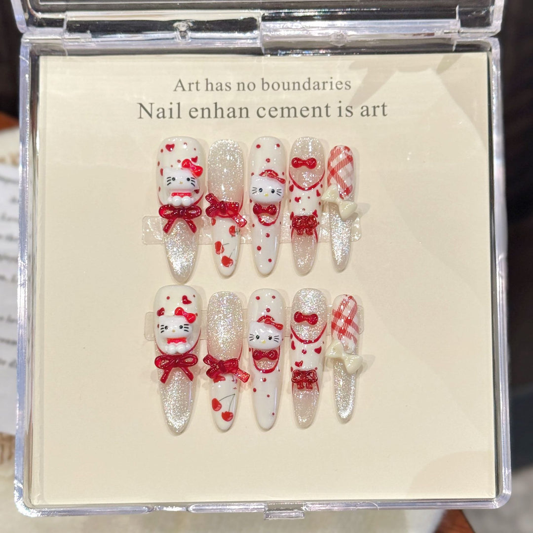 Creative Themed Press-On Nail Set with Holiday Motifs