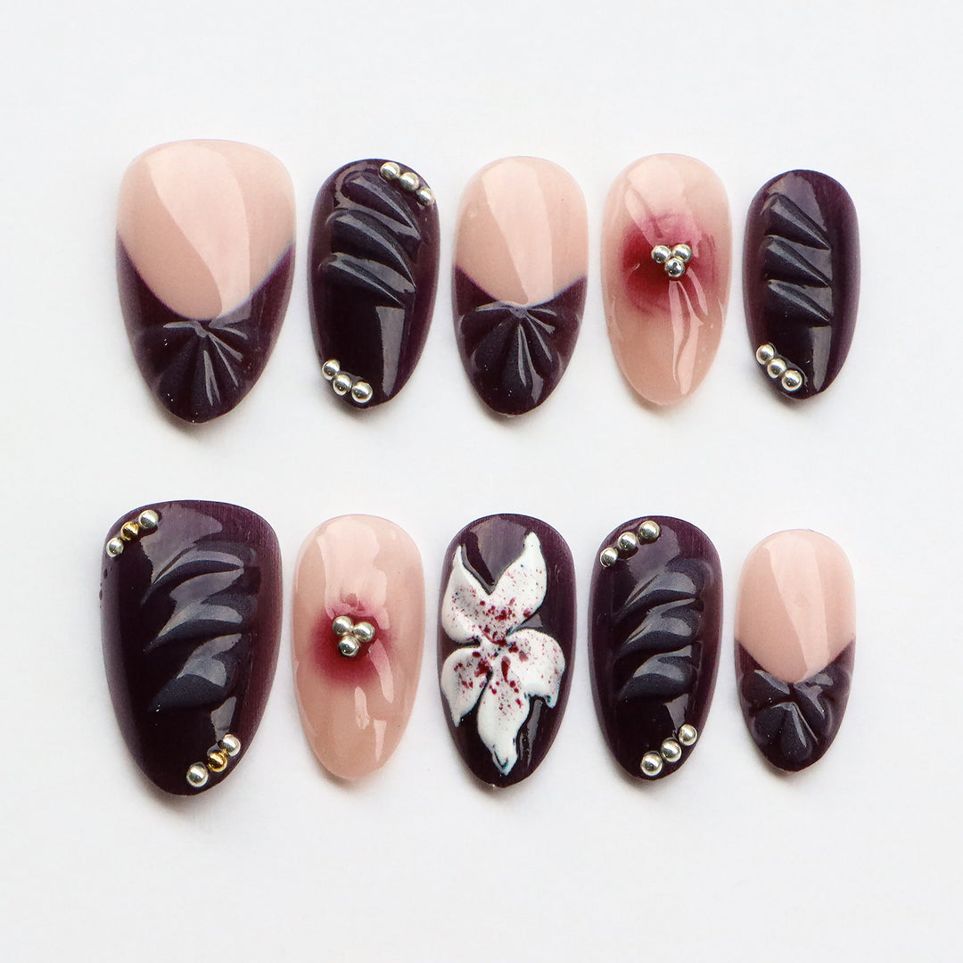 Artistic Floral Press-On Nail Set