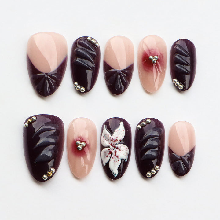 Artistic Floral Press-On Nail Set