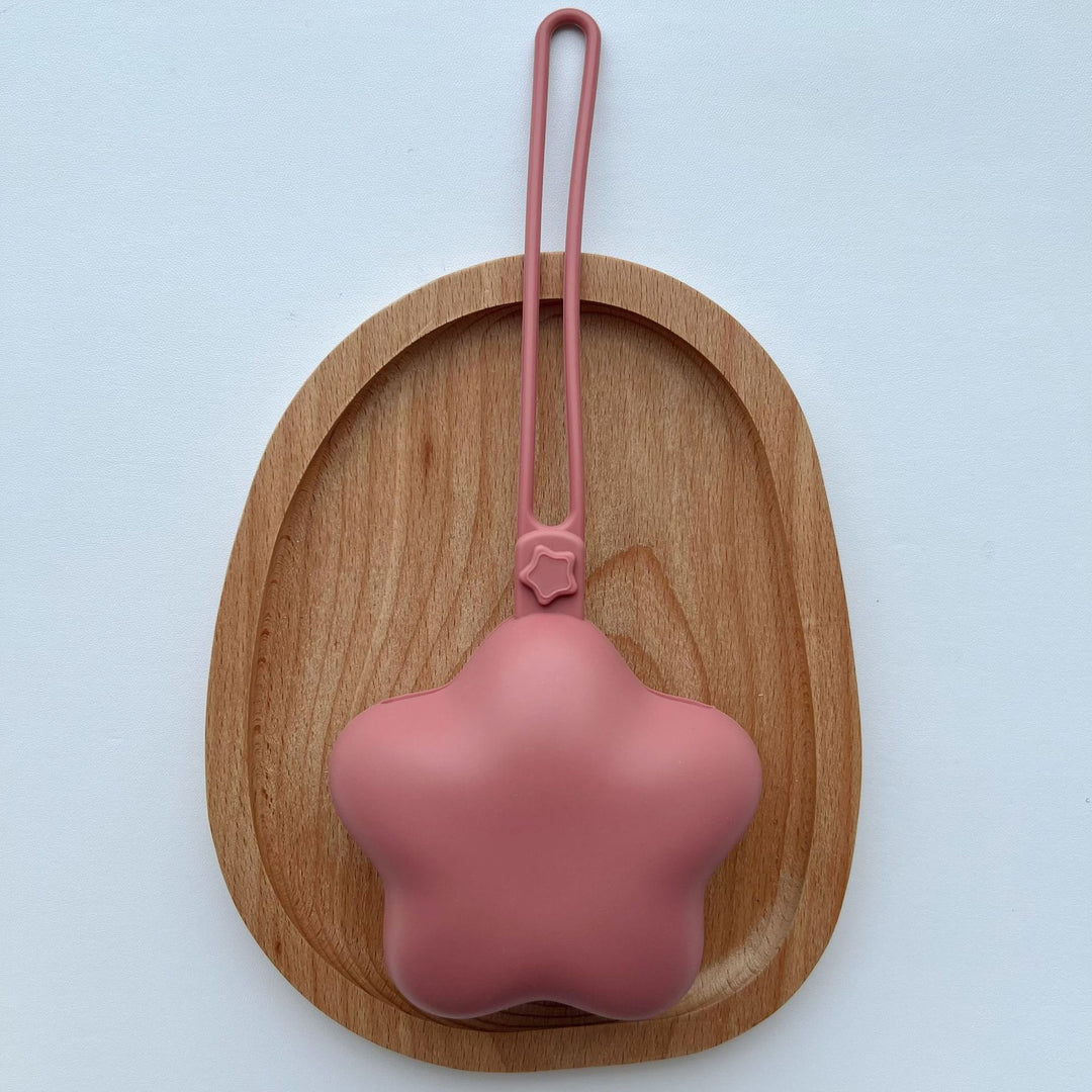 Soft-Touch Silicone Star-Shaped Mini Pouch Keychain with Elastic Loop