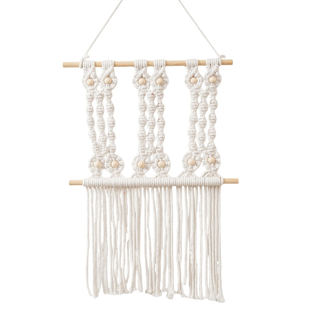 Decorative Macrame Wall Hanging Art with Natural Beaded Detailing Kalsten
