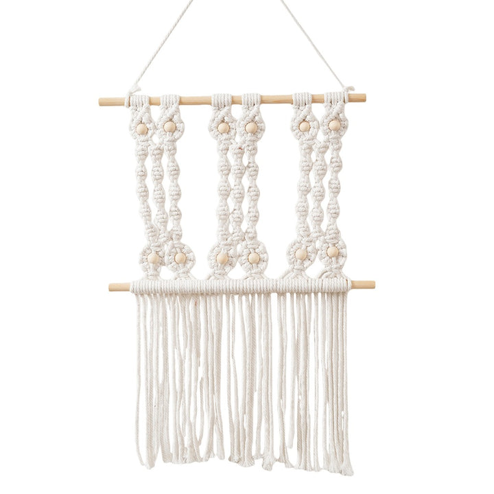 Decorative Macrame Wall Hanging Art with Natural Beaded Detailing Kalsten