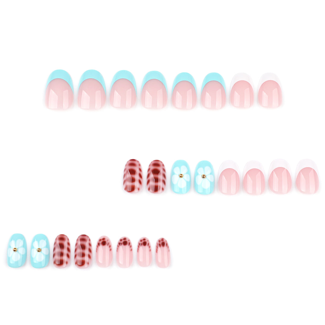 Artificial nail art with floral and geometric elements Kalsten