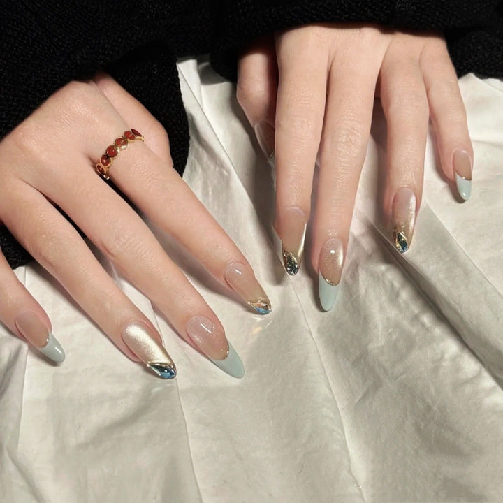 Artistic Stiletto Press-On Nails with Silver Accents Kalsten