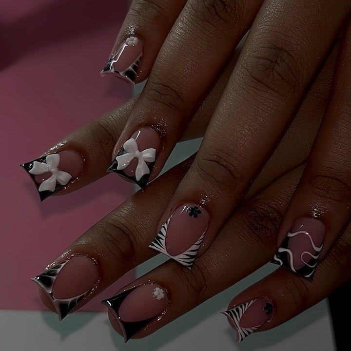 Decorative Press-On Nail Art with Floral and Graphic Designs Kalsten