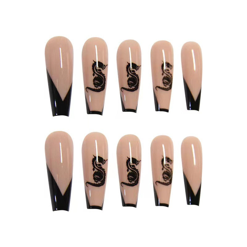 Stylish Long Coffin Press-On Nails Set