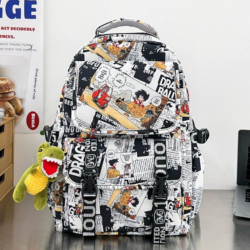 Backpack in Comic Design with Soft Plush Pendant Kalsten